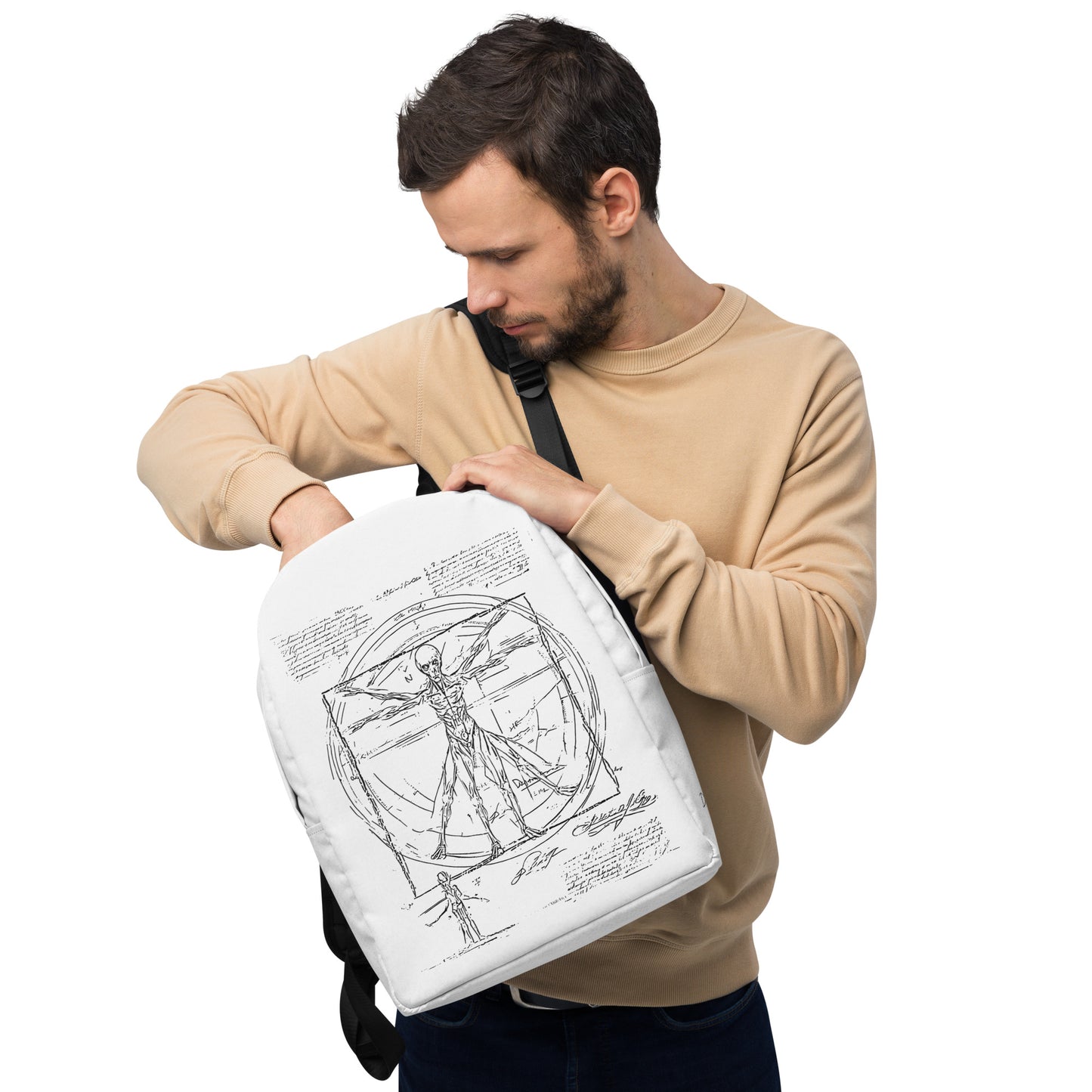 Minimalist backpack "Vitruvian Alien"