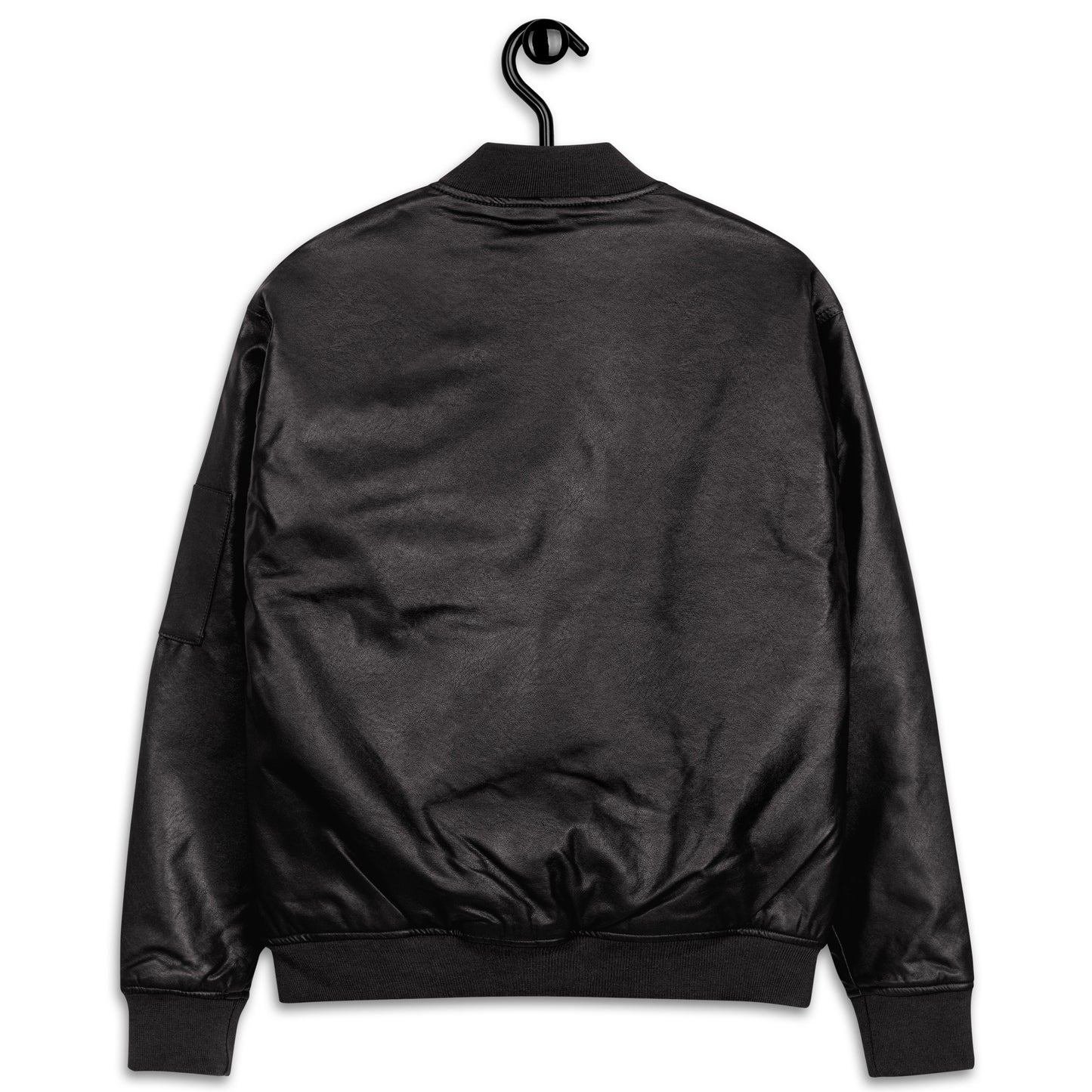 Vegan leather bomber jacket "Ancestrals, old gold text"