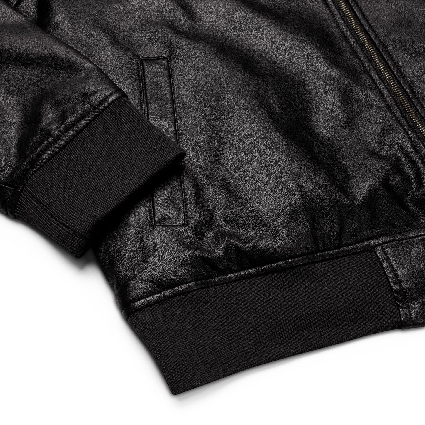 Vegan leather bomber jacket "Ancestrals, old gold text"