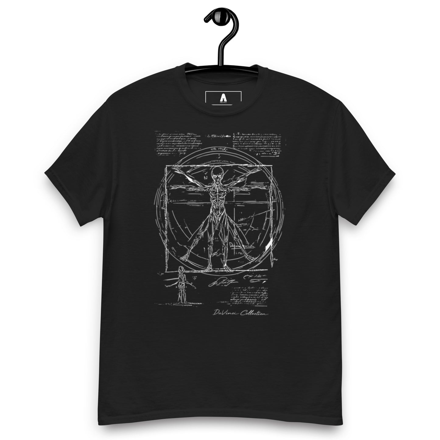 Klassisches Herren-T-Shirt „Vitruvianisches Alien, weiße Linie“