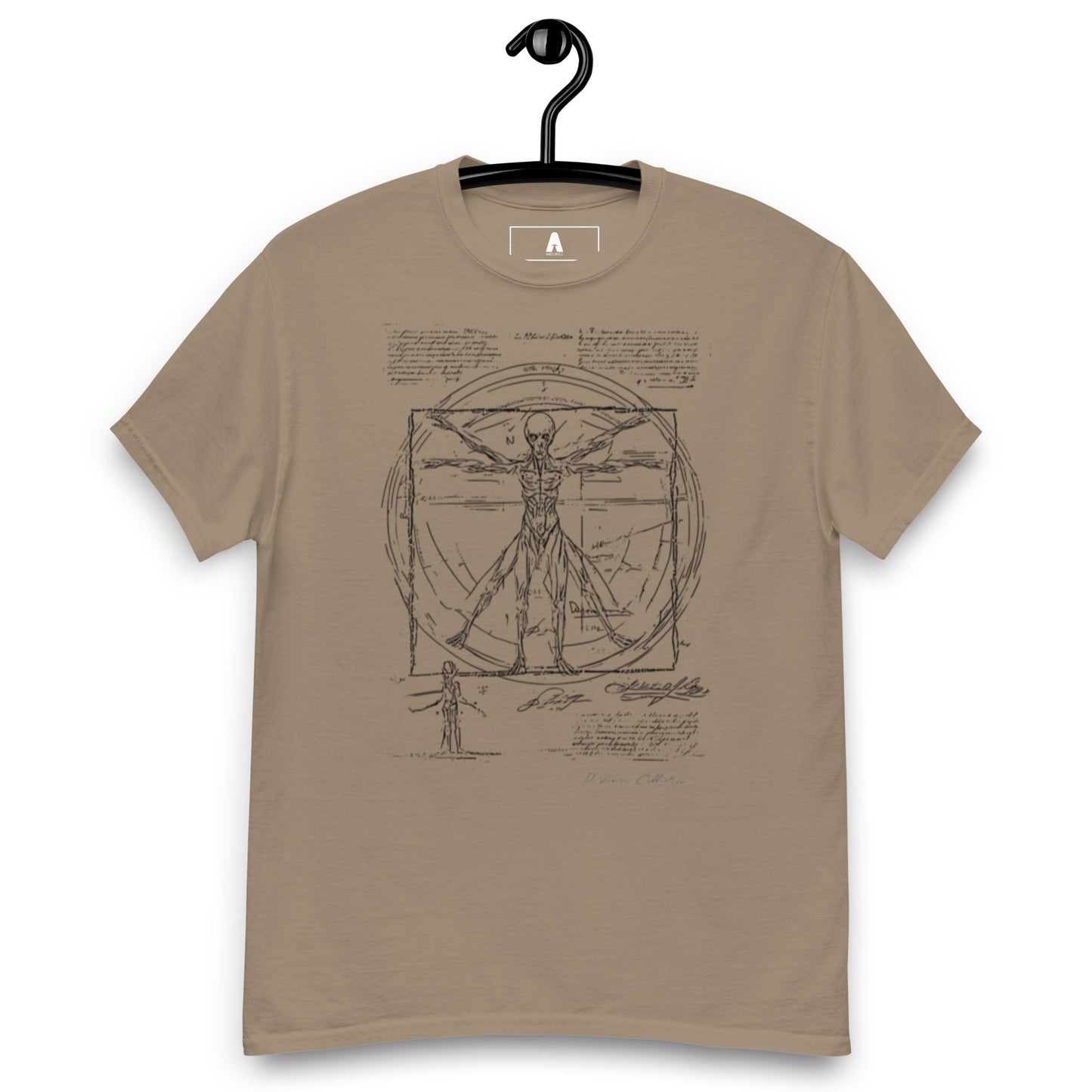 Men's classic t-shirt "Vitruvian alien, black liena"