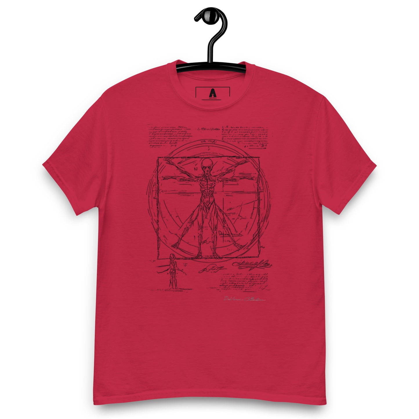 Men's classic t-shirt "Vitruvian alien, black liena"