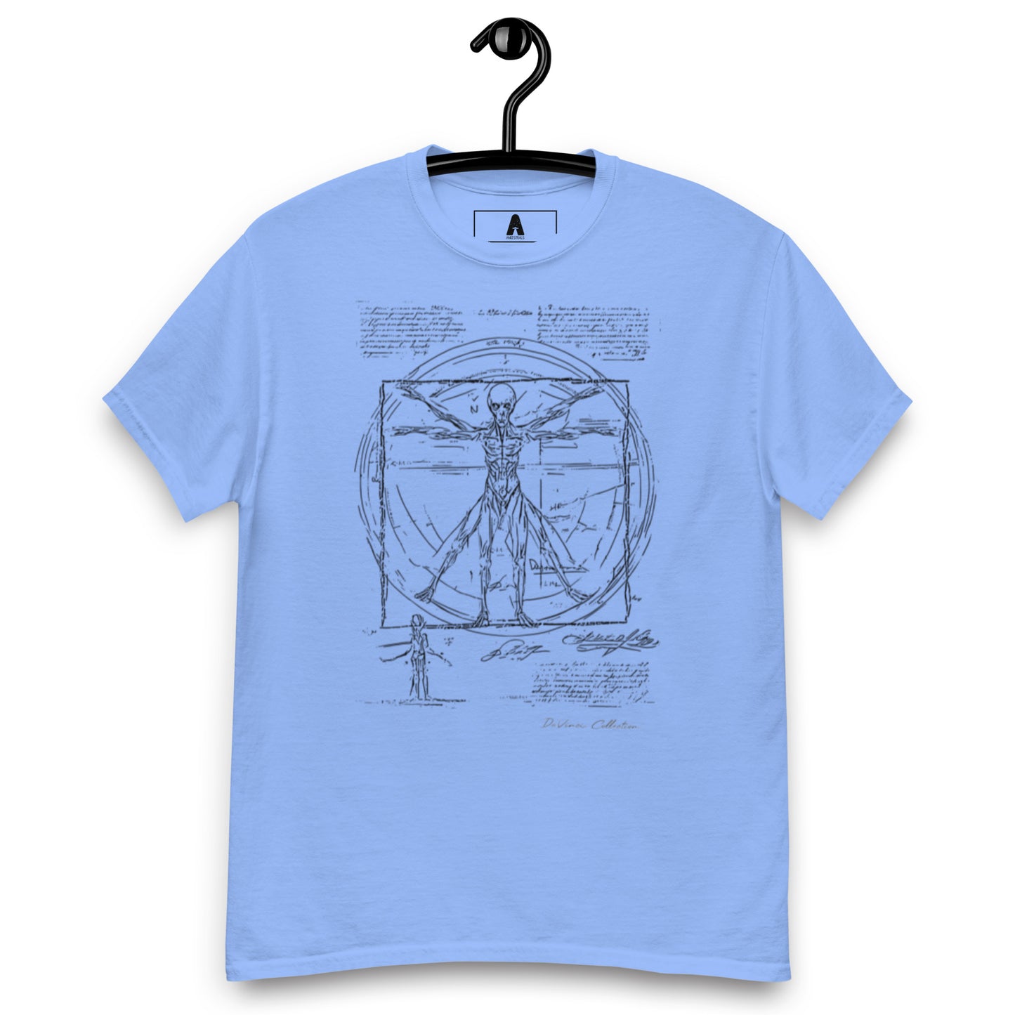 Men's classic t-shirt "Vitruvian alien, black liena"