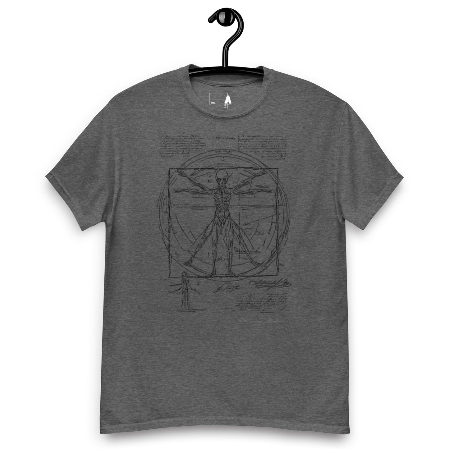 Men's classic t-shirt "Vitruvian alien, black liena"