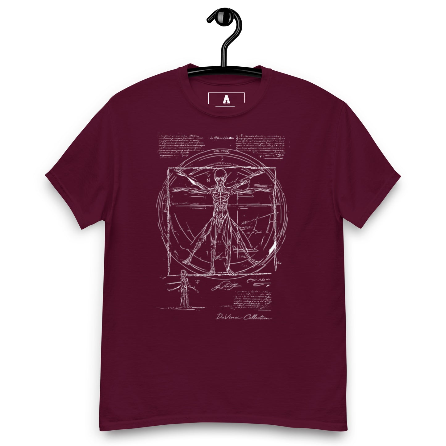 Classic men's t-shirt "Vitruvian alien, white line"