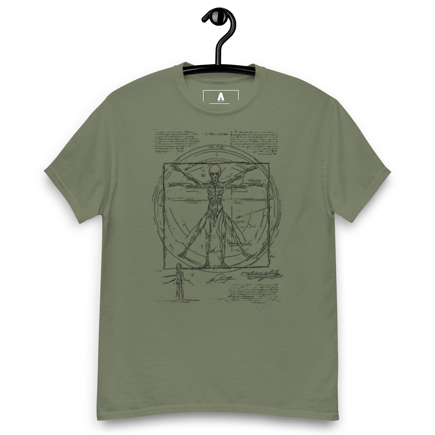 Klassisches Herren-T-Shirt „Vitruvian Alien, Black Liena“