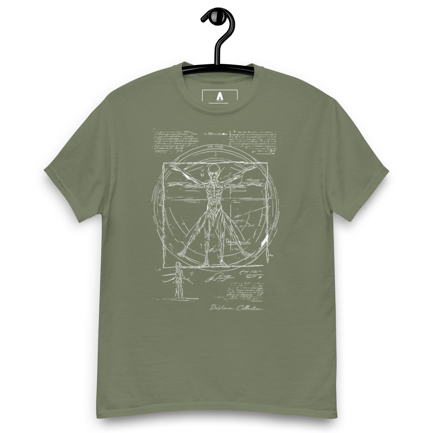 Classic men's t-shirt "Vitruvian alien, white line"