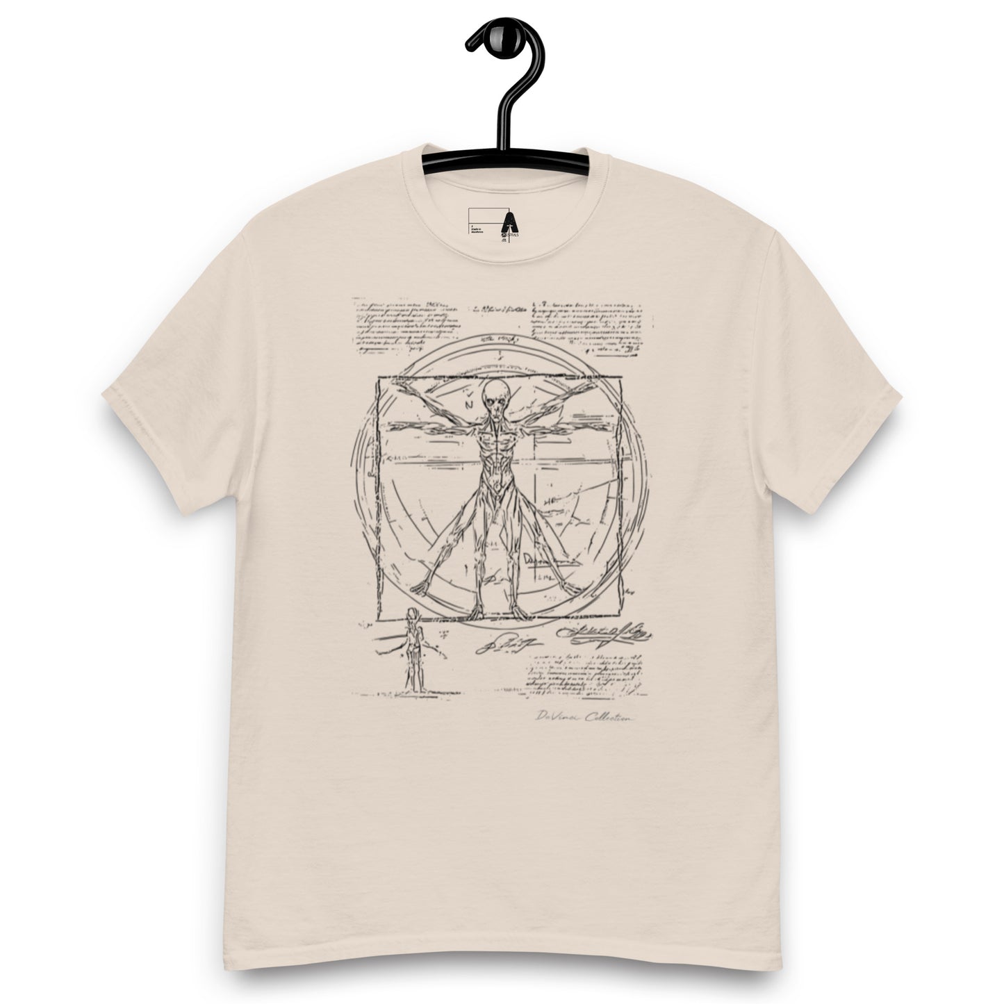 Men's classic t-shirt "Vitruvian alien, black liena"