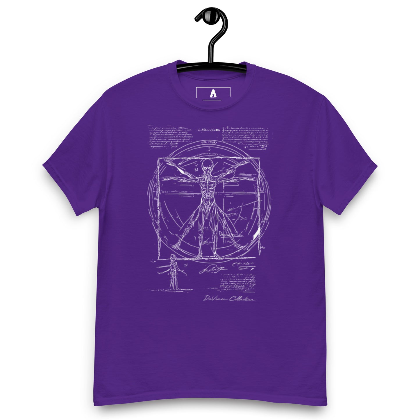 Classic men's t-shirt "Vitruvian alien, white line"