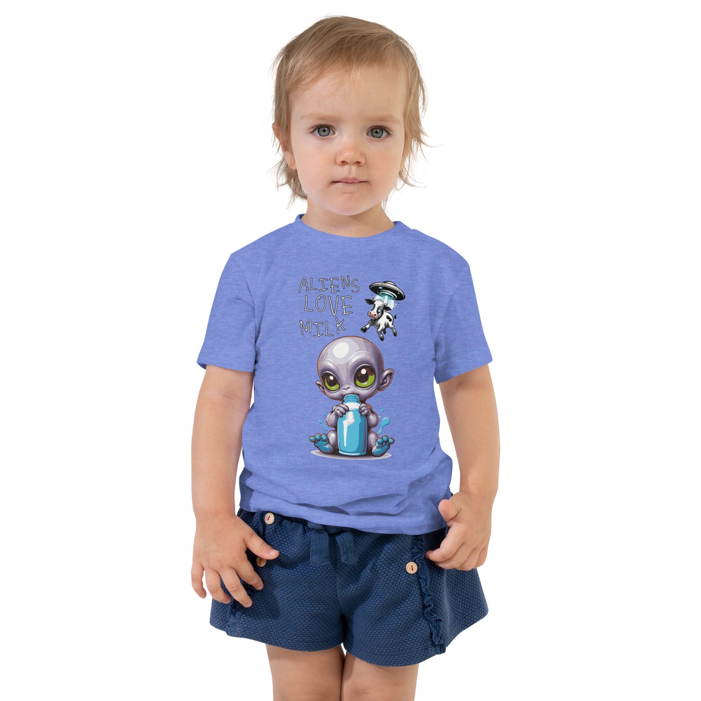 Kurzarm-T-Shirt für Kinder 2-5 Jahre „Aliens Love Milk“