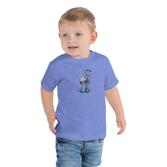 Camiseta de manga corta para niños 2-5 años "aliens love milk, bordado centro pecho"