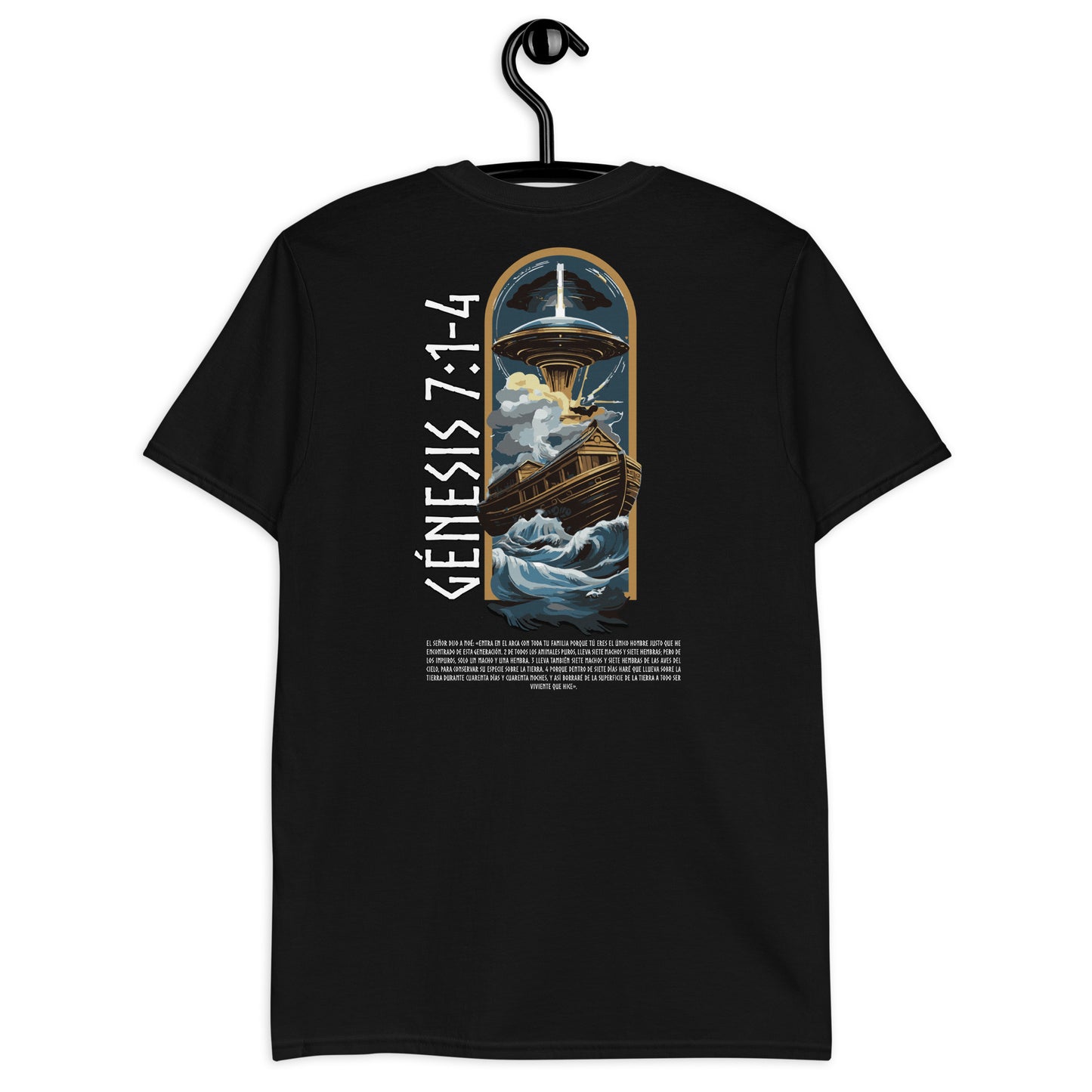 Genesis 7:1-4 „Spanischer Text“ Unisex-Kurzarm-T-Shirt