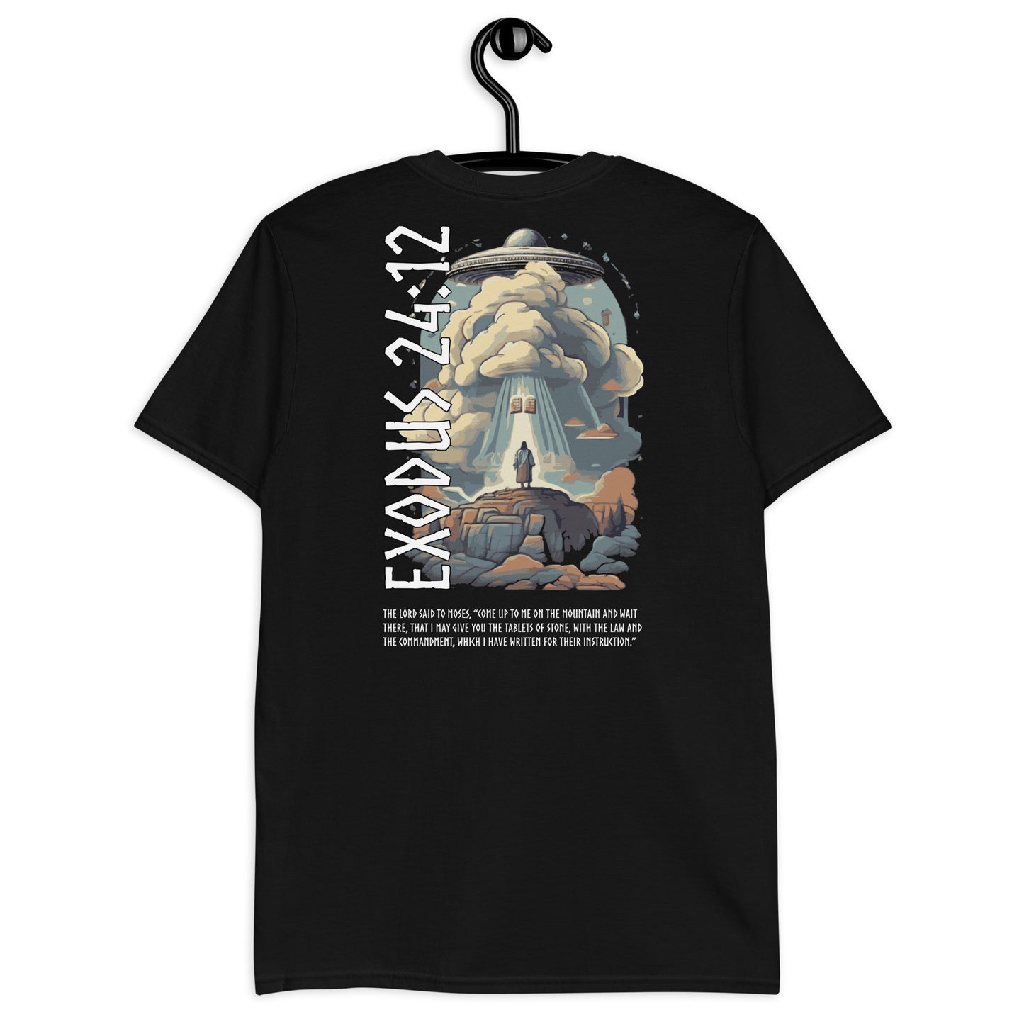 Unisex-Kurzarm-T-Shirt Exodus 24:12 „Englischer Text“