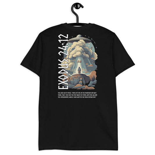 Unisex-Kurzarm-T-Shirt Exodus 24:12 „Englischer Text“