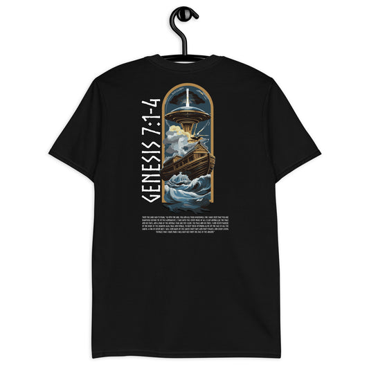 Genesis 7:1-4 „Englischer Text“ Unisex-Kurzarm-T-Shirt