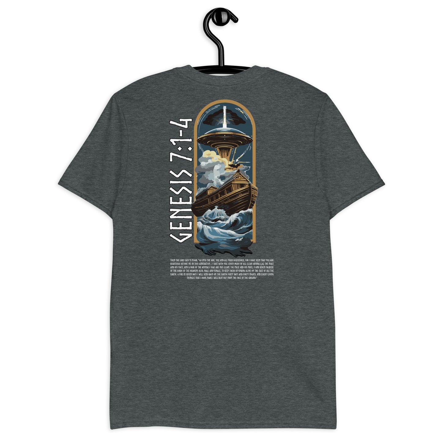 Genesis 7:1-4 „Englischer Text“ Unisex-Kurzarm-T-Shirt