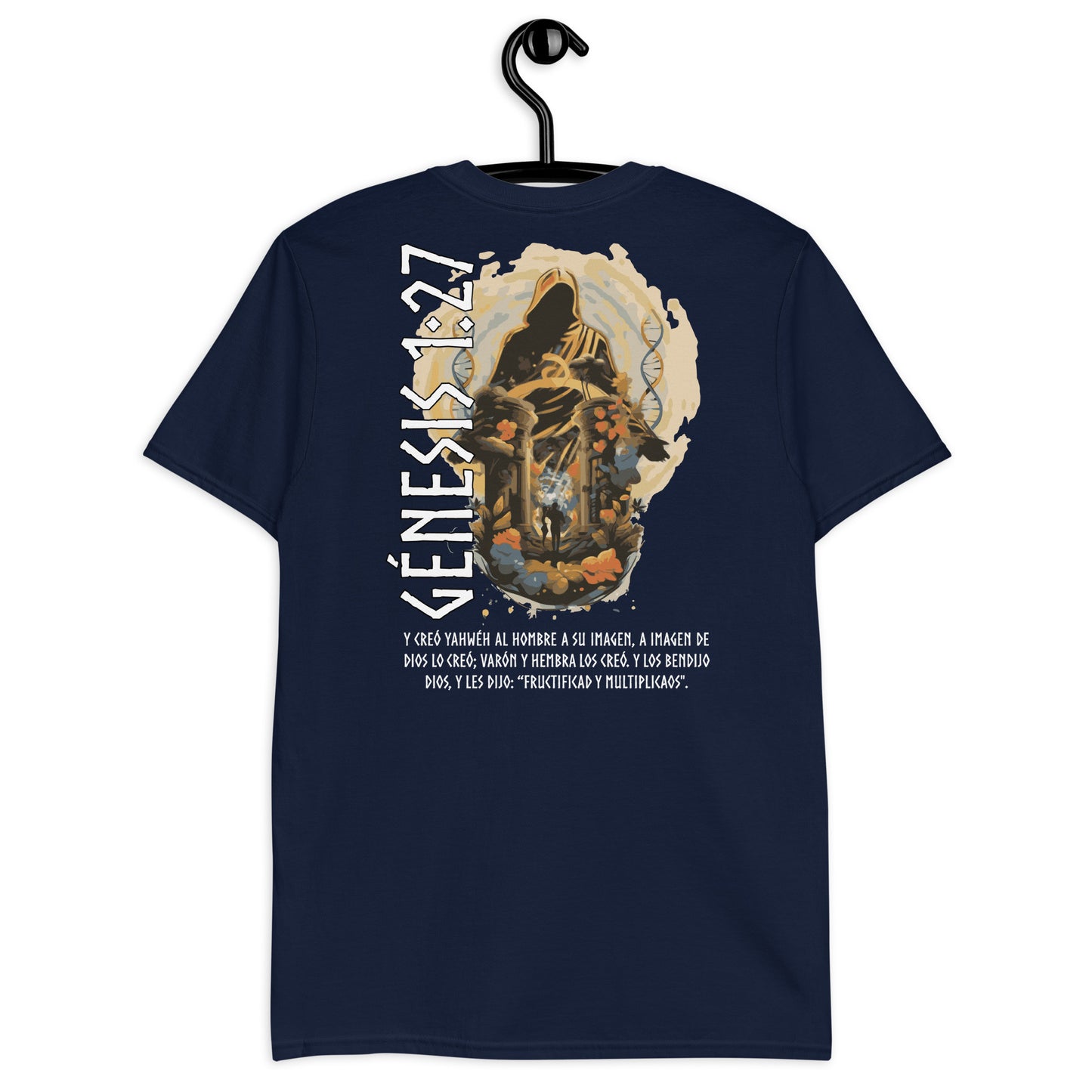 Genesis 1:27 „Spanischer Text“ Unisex-Kurzarm-T-Shirt