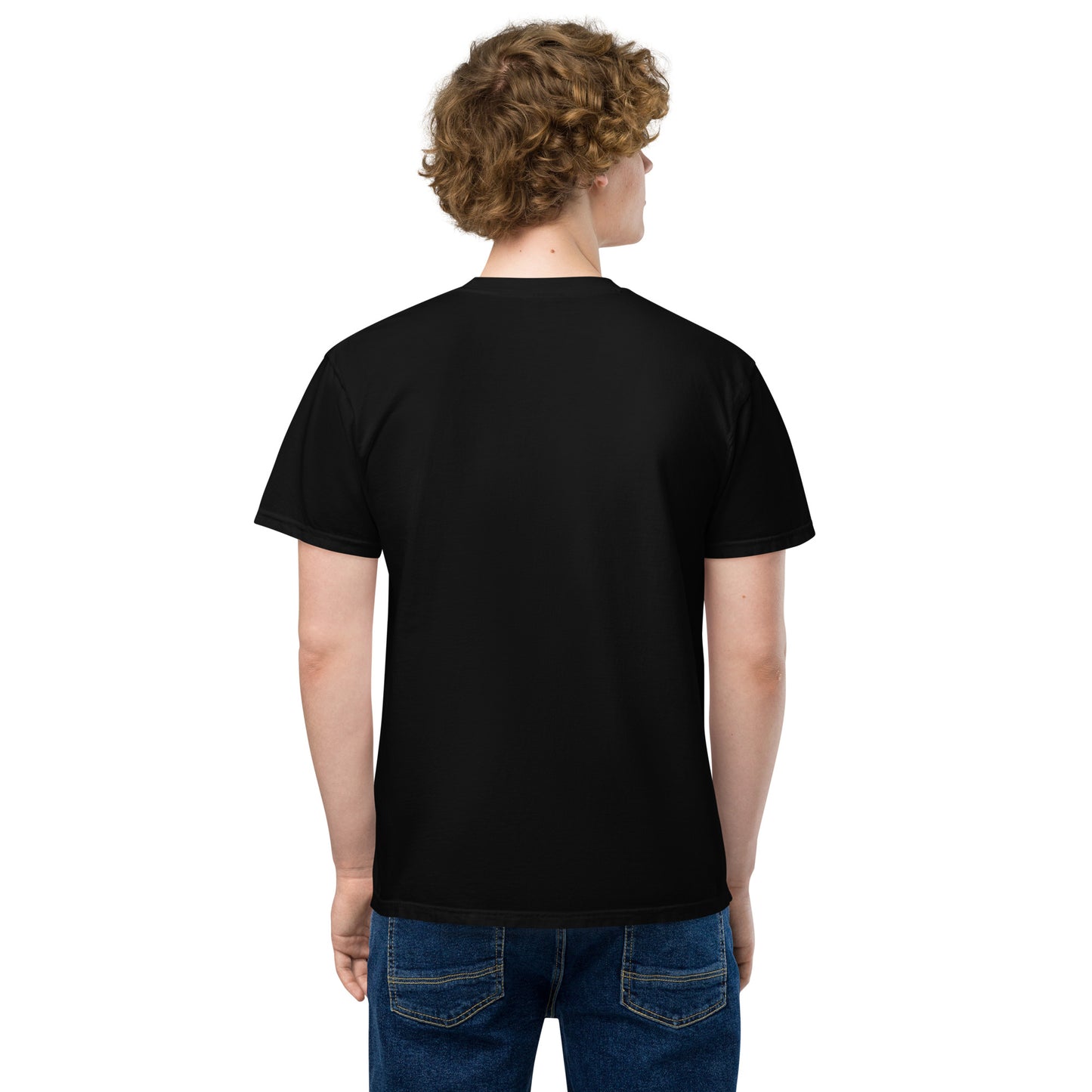 "Ancestrals, black and white text" unisex dyed pocket t-shirt