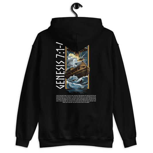 Unisex Hoodie Genesis 7:1-4 „Englischer Text“