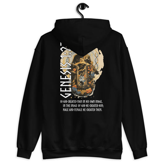 Unisex Hoodie Genesis 1:27 „Englischer Text“