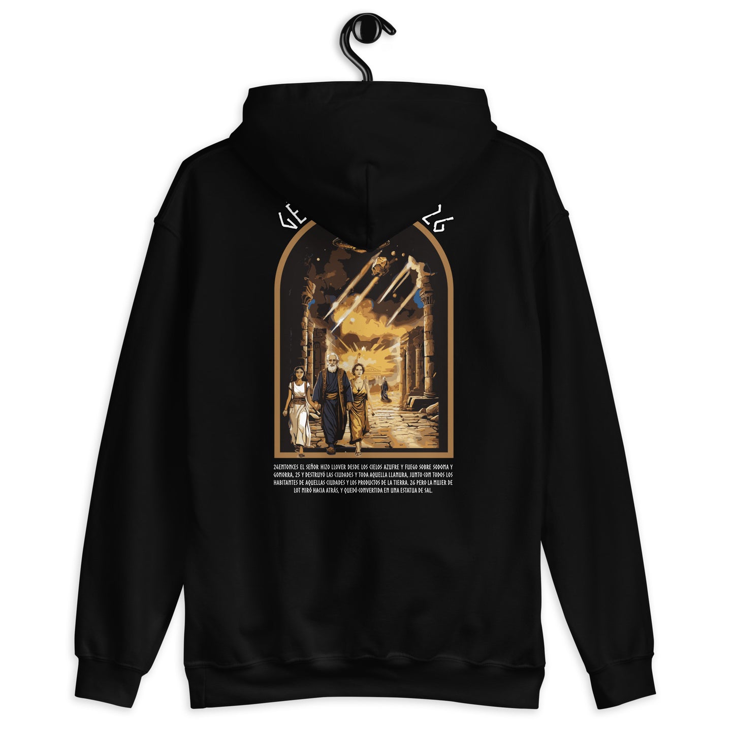 Sudadera con capucha unisex Génesis 19:24-26  "texto español"