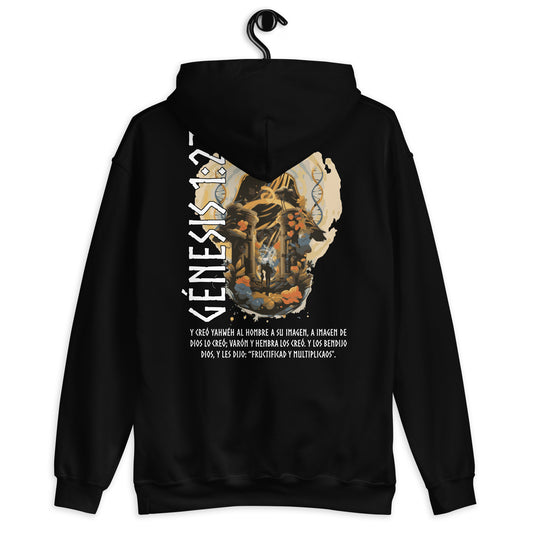 Unisex Hoodie Genesis 1:27 „Spanischer Text“