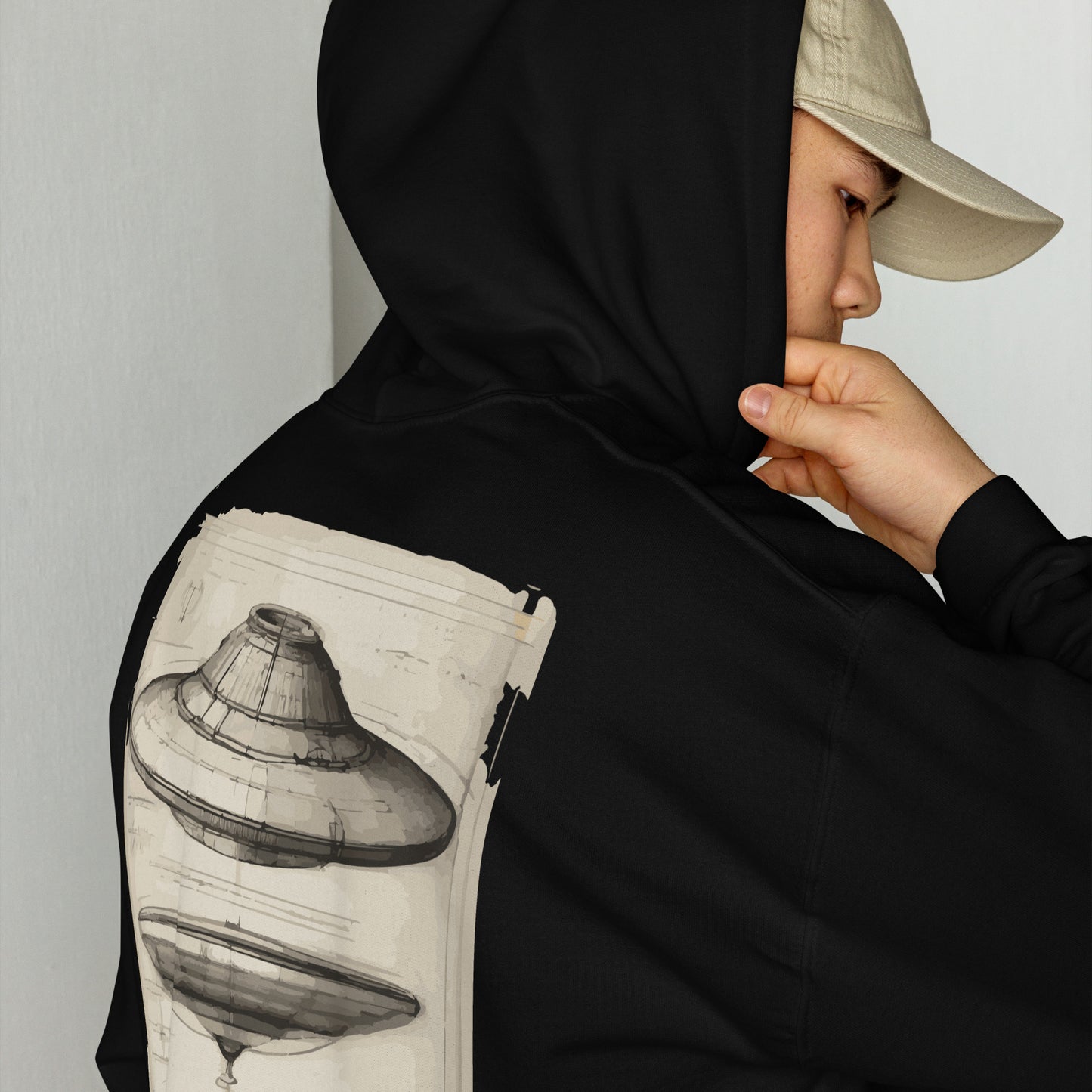 Unisex hoodie "blueprints of a UFO"