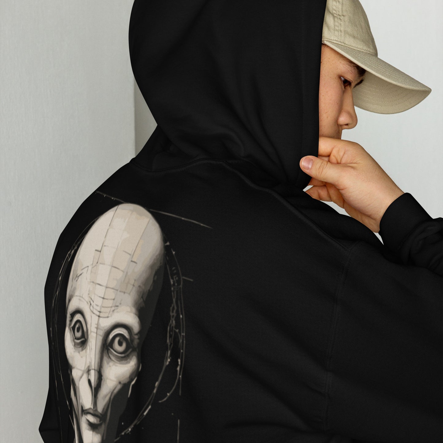 Sudadera con capucha unisex "retrato de un alien"