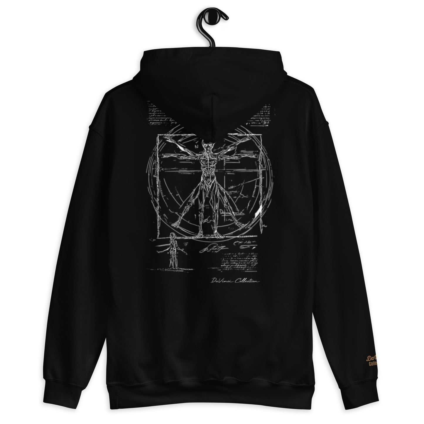 Unisex Kapuzenpullover „Vitruvianisches Alien, schwarze Linie“