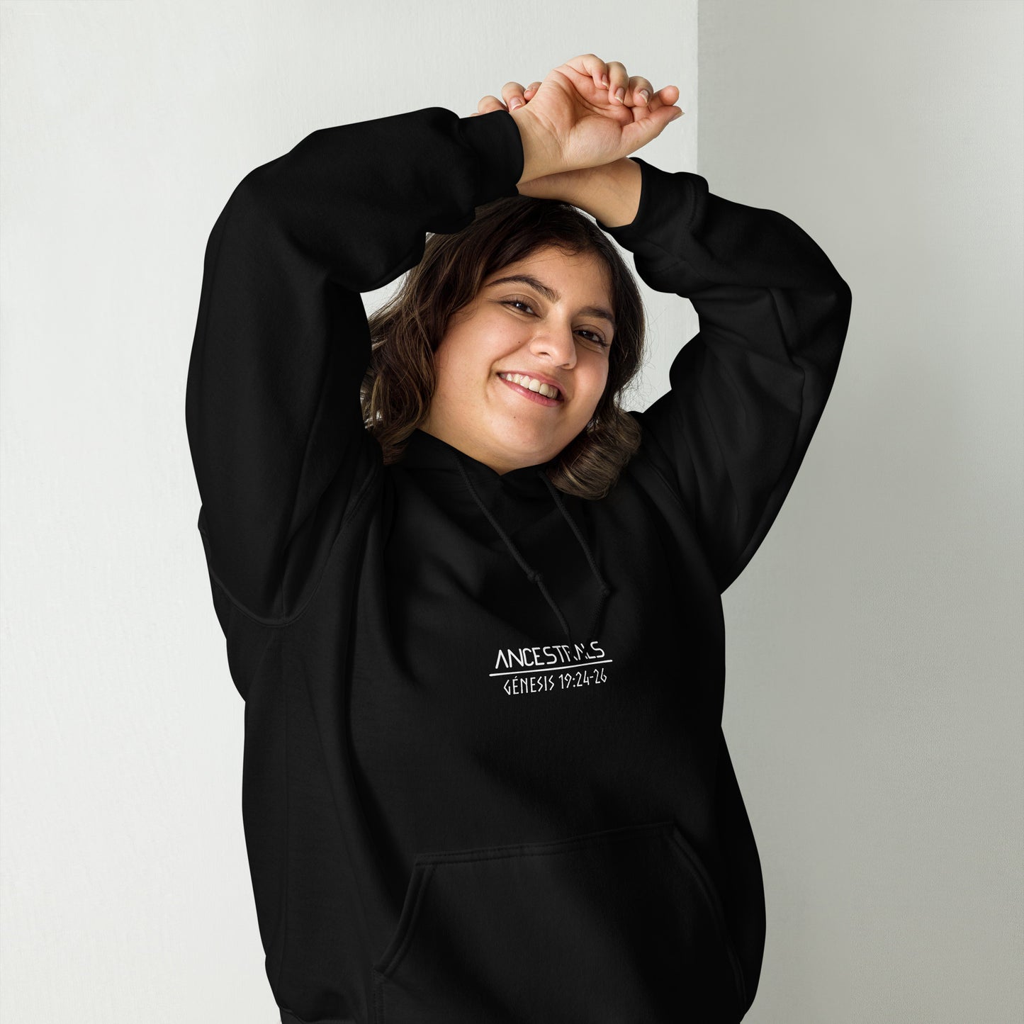 Sudadera con capucha unisex Génesis 19:24-26  "texto español"