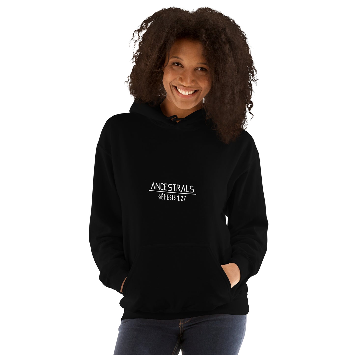 Sudadera con capucha unisex Génesis 1:27 "texto español"