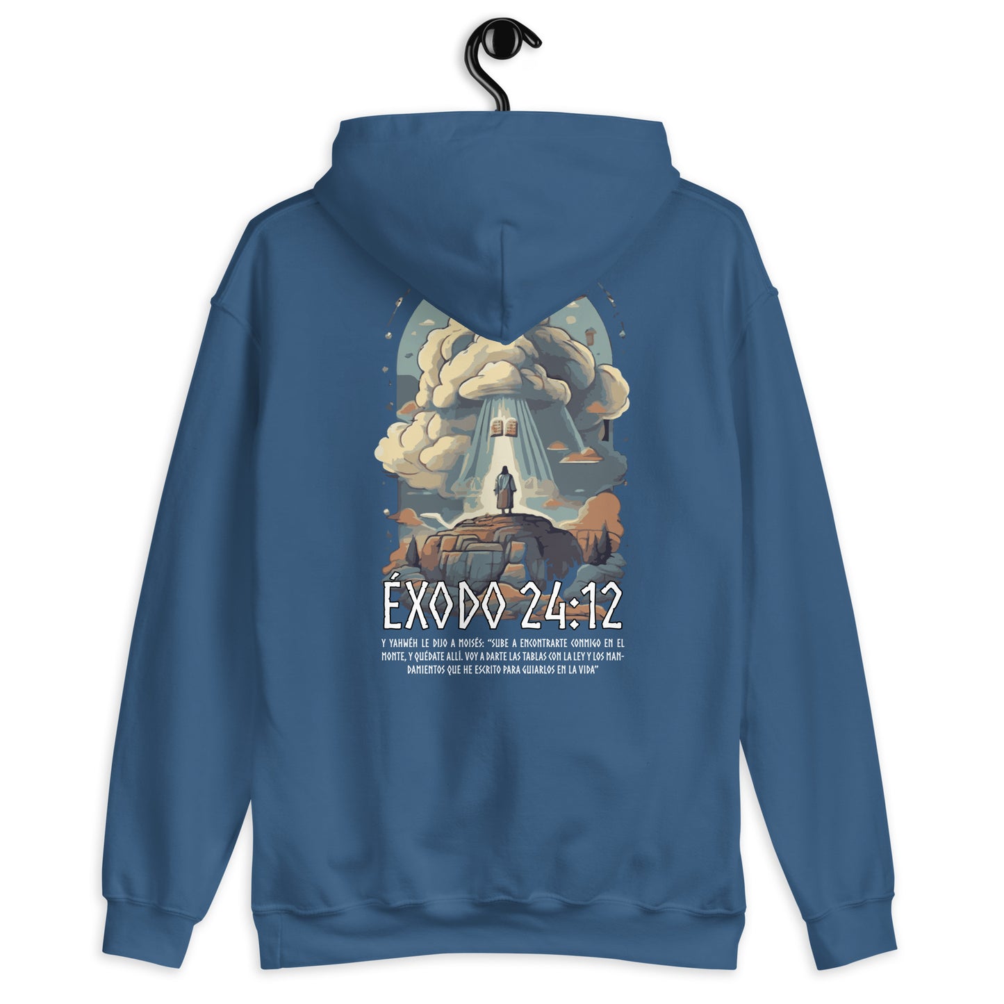 Sudadera con capucha unisex Éxodo 24:12 "texto español"