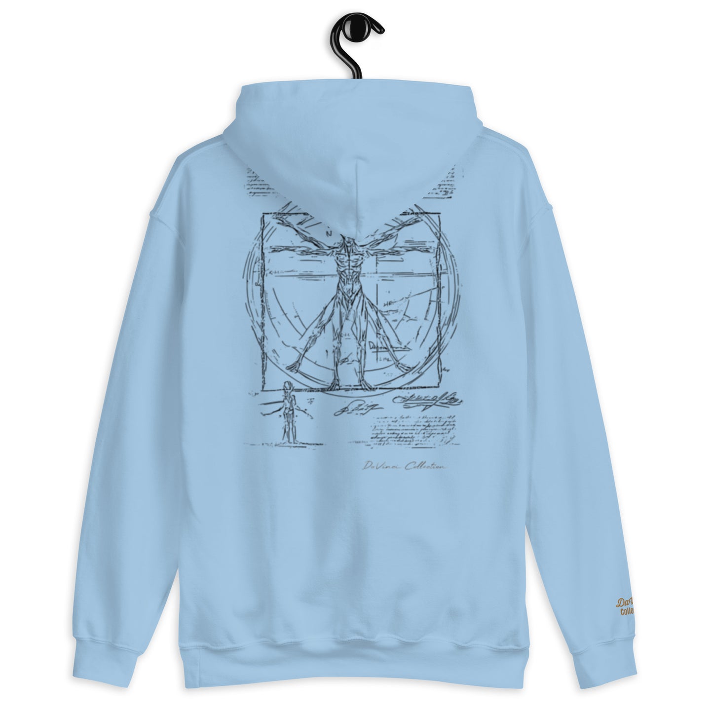 Unisex Kapuzenpullover „Vitruvian Alien, schwarze Linie“