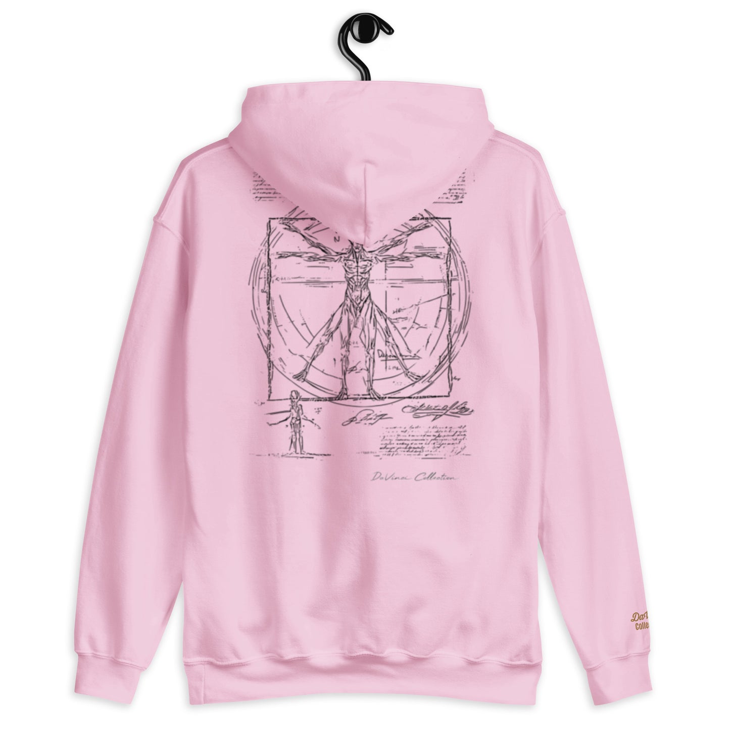 Unisex Kapuzenpullover „Vitruvian Alien, schwarze Linie“