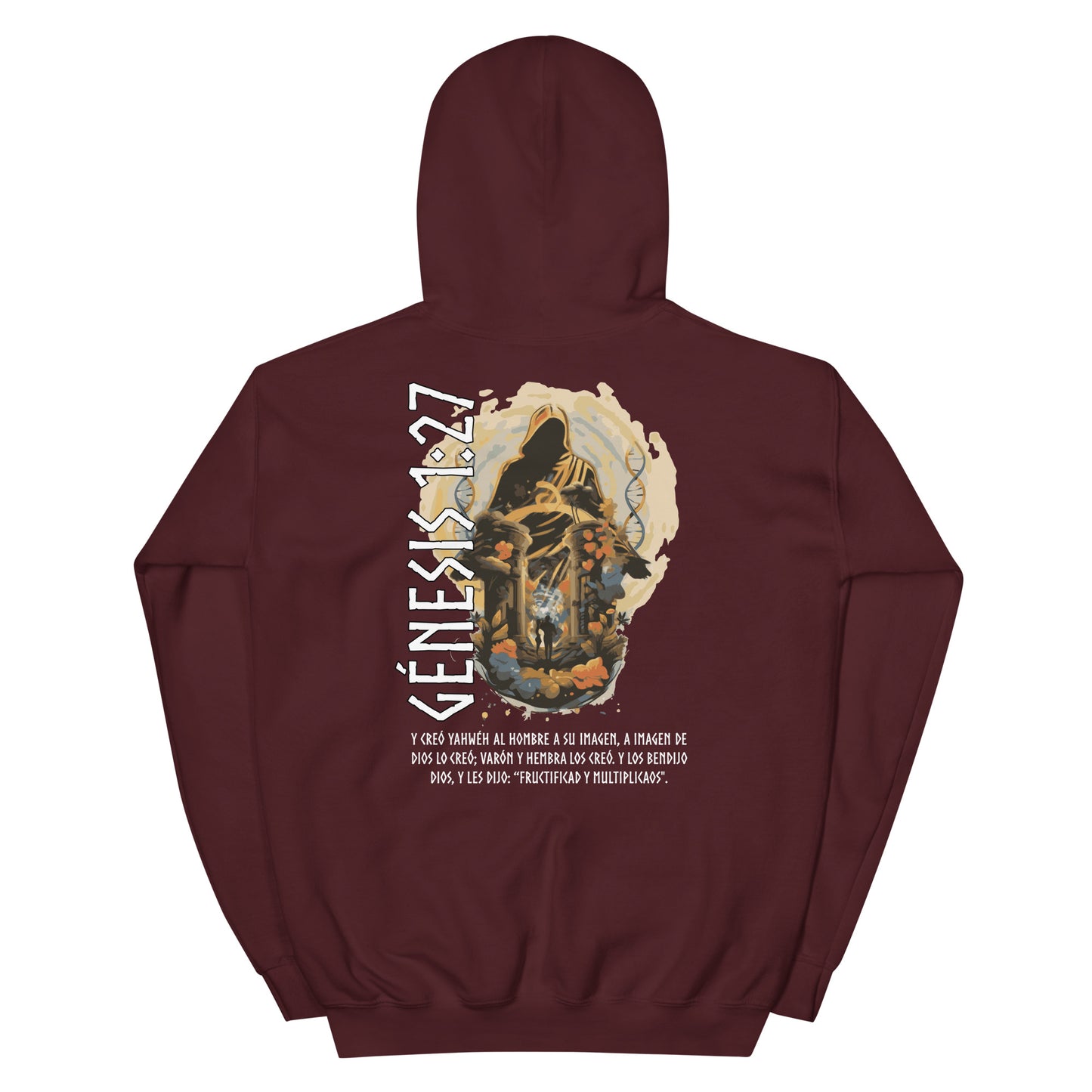 Sudadera con capucha unisex Génesis 1:27 "texto español"