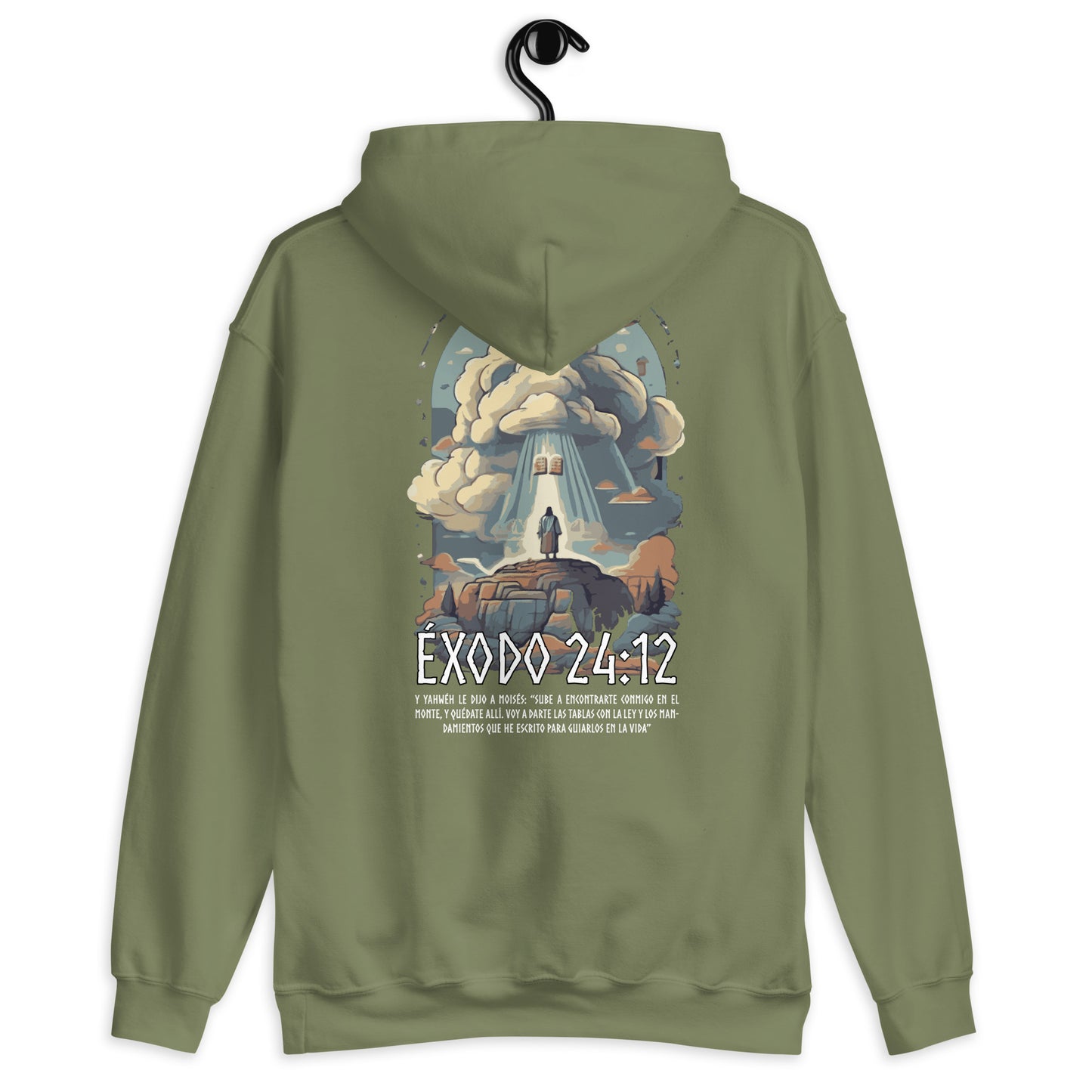 Sudadera con capucha unisex Éxodo 24:12 "texto español"