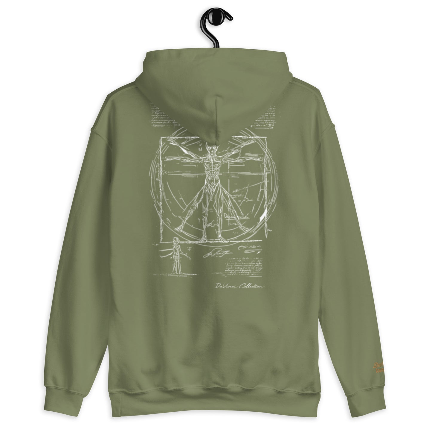 Unisex hoodie "Vitruvian alien, black line"