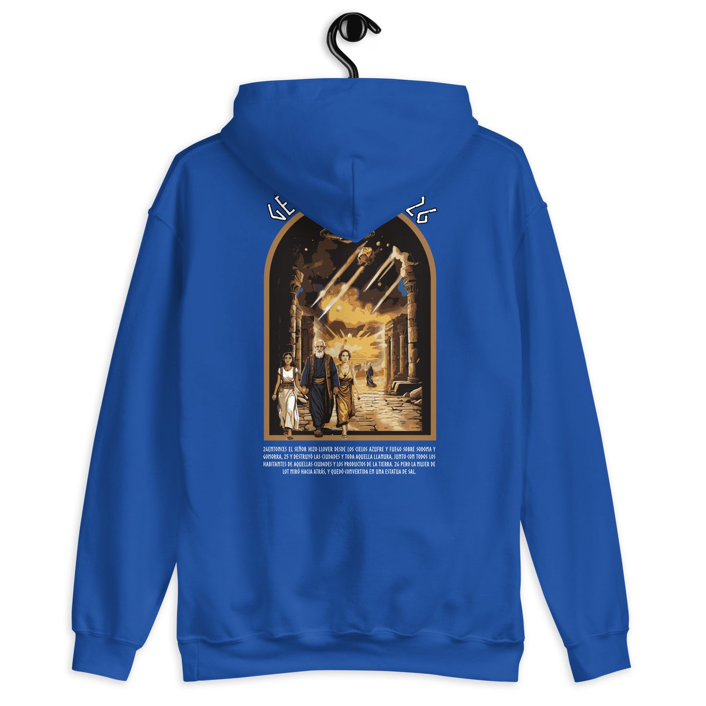 Sudadera con capucha unisex Génesis 19:24-26  "texto español"