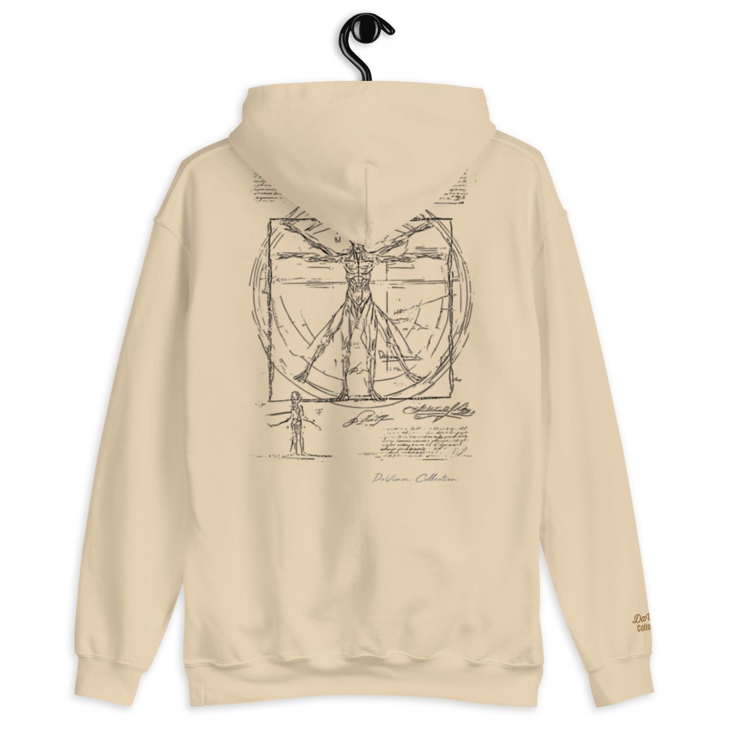 Unisex Kapuzenpullover „Vitruvian Alien, schwarze Linie“