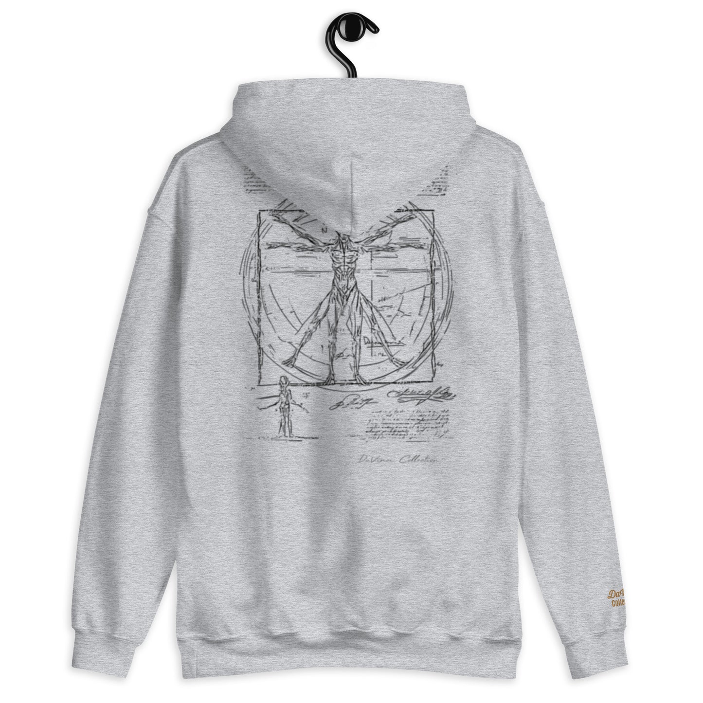 Unisex Kapuzenpullover „Vitruvian Alien, schwarze Linie“