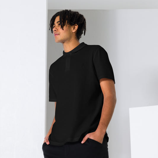 Men's piqué polo "Ancestral, black embroidery"