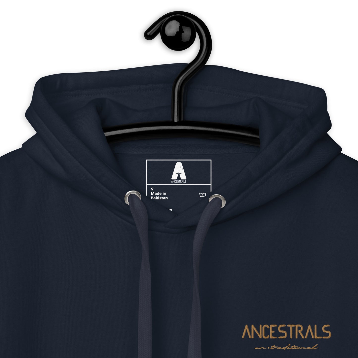 Unisex-Hoodie „Ancestrals, altgoldener Text“