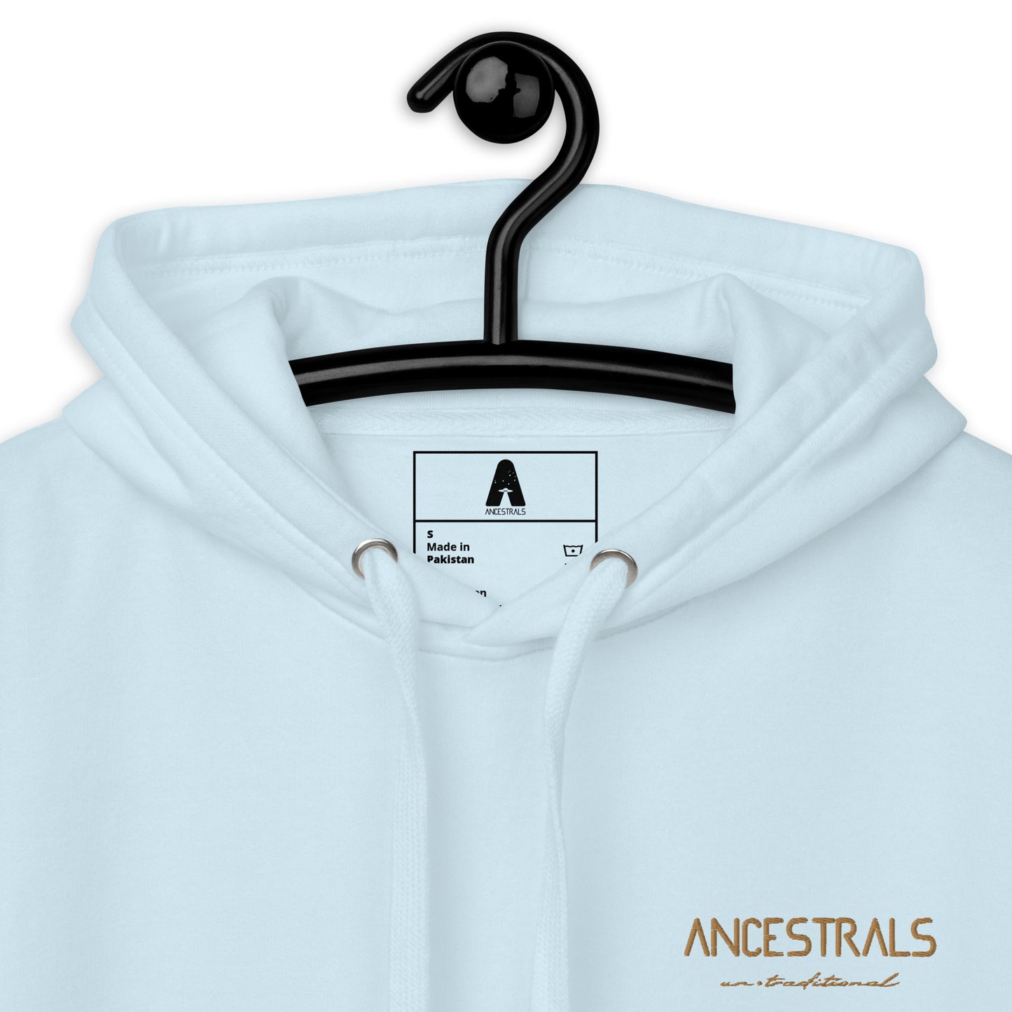 Sudadera con capucha unisex "Ancestrals, texto oro viejo"