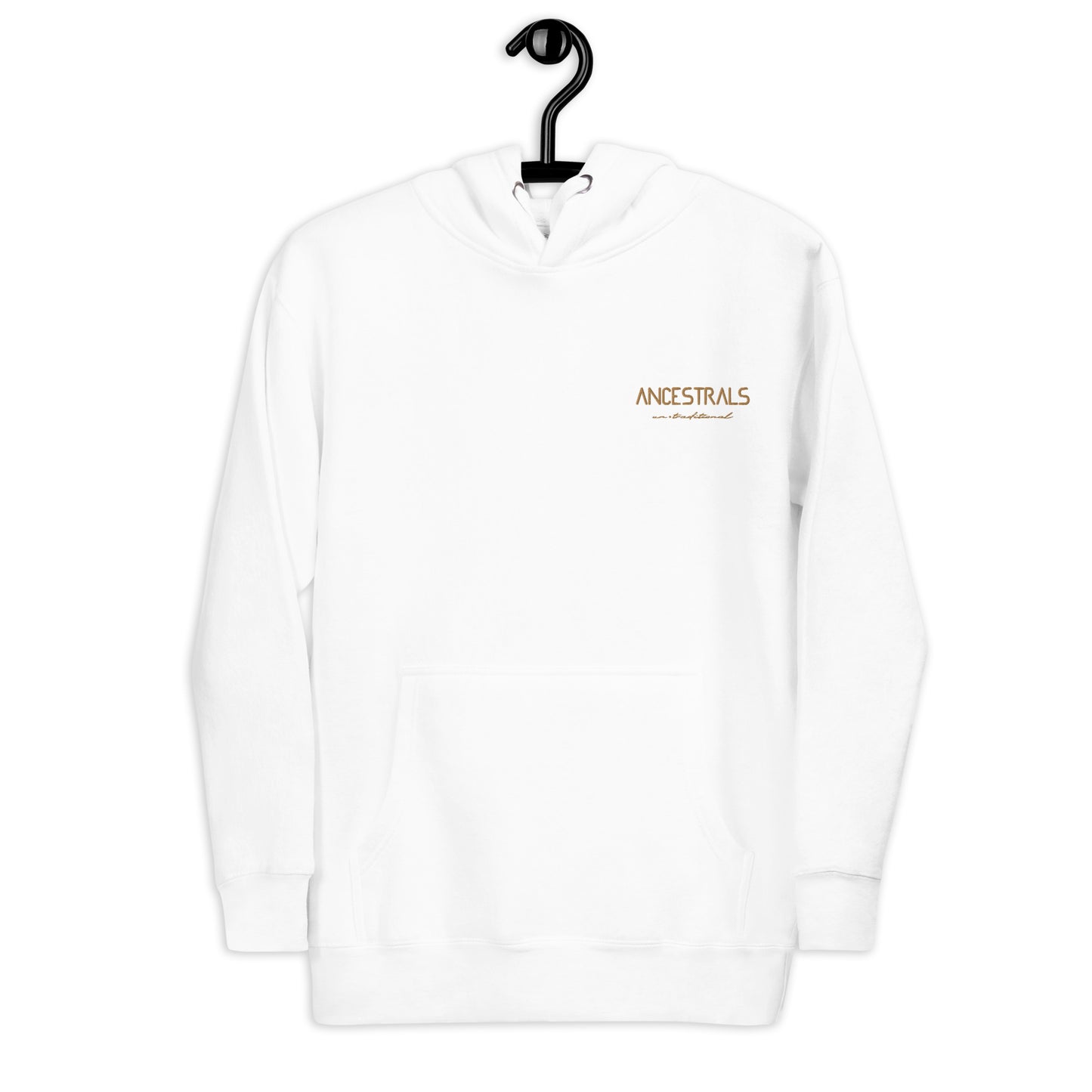 Sudadera con capucha unisex "Ancestrals, texto oro viejo"